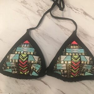 Xhiliration black triangle swim stop embroidered